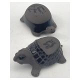 PAIR NATIVE AMERICAN POTTERY TURTLES SIGNED MA