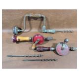 Vintage Egg Beater Drills and Brace Bit+