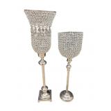 Large Beaded Candle Holders with Prisms on One,