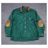 Vtg Woolrich Mens Shirt Wool Leather Accents Sz