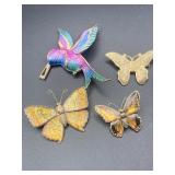 HUMMINGBIRD & BUTTERFLY BROOCHES