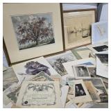 Lot w/ Ephemera, Sketches, & Damaged Art