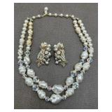 Aurora Borealis Faux Pearls Necklace & Vintage
