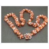 Signed Hong Kong Celluloid Plastic Peach Salmon