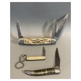 3 Vintage Pocket Knife Knives Colonial , Small