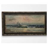 Antique Schooner Painting on Panel