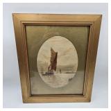 Antique Framed Sailboat Art