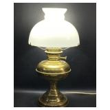 Vintage Electrified OIl Lamp , Brass Colored w/