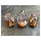 Orange Citrine Color Pendant & Earrings