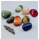 POLISHED LAPIS, AGATES, PINK QUARTZ, RED GLASS