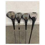 4 VINTAGE GOLF CLUBS WOOD DRIVERS WILSON &