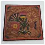 Hand-Painted Carved Wood Floral Bouqet Plaque