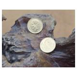 2- 1945 2 1/2 Pesos Gold Coins