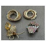 Vintage Rhinestones Brooch Pins
