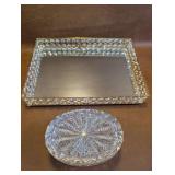 Oval Crystal Lidded Jewelry Box & Beaded Vanity