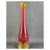 UV Reactive Amberina Fenton Hobnail Bud Vase
