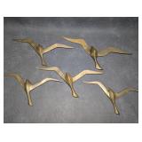 Five Flying Bird Brass Wall Ornament Mid Century