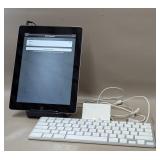 APPLE I PAD, KEYBOARD & I HOME STAND WITH SPEAKER