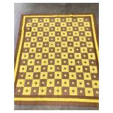 HAND QUILTED SQUARE CHECKERED QUILT