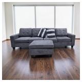Gray Fabric 2 Piece Sectional Sofa w/ Storage