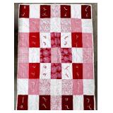 Hand Tied Machine Stitched Red/ White Quilt