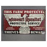 "Missouri Ruralist" Old Metal Sign