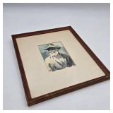 Signed Watercolor Portrait of a Man in a Hat