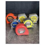 6 TAPE MEASURES USED FOUR 25 FT., 26 FT. & 30 FT.