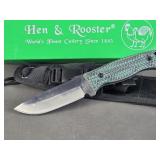 Hen & Rooster Green Handled Fixed Blade Knife
