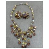 Aurora Borealis Amber Yellow Color Bead Choker