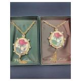 2 PHOTO LOCKETS W/ ROSES FASHION JEWELRY