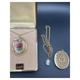 CAMEO NECKLACE BY AVON, ROSE PENDANT NECKLACE &