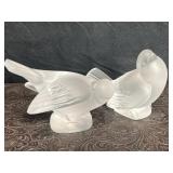 PAIR VINTAGE LALIQUE FROSTED CRYSTAL GLASS