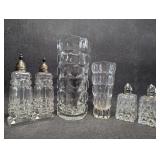 Salt, Pepper Shakers & Glass Vases (one Pair S&P