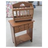 Country Wooden Nightstand & Oak Magazine Rack