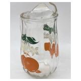 VINTAGE RIBBED GLASS ORANGE BLOSSOM JUICE PITCHER