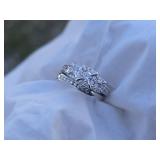 14K White Gold & Diamond Wedding Ring Set