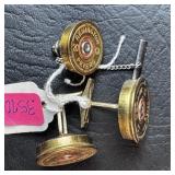 Shotgun Shell Heads Cuff Links & Tie Bar Mohawk