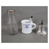 1976 Liberty Bell Bank, Shaving Mug & Milk Bottle+