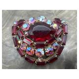Juliana Style Red Rhinestone & Aurora Borealis