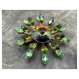 Vintage Rivoli Watermelon Starburst Brooch