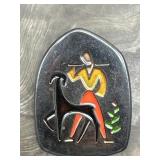 Vintage Israel Enamel Silver Art Brooch Pendant