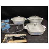NOS CORNING WARE COVERED CASSEROLE SET 3