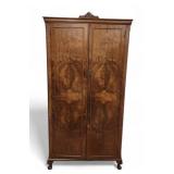 Victorian Burr Walnut Wardrobe Two Door Cabinet