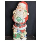 LARGE SANTA CLAUSE LIGHTED BLOW-MOLD W/ PUPPIES