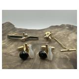 Swank MOP & Onyx Cufflinks & Tie Clip and Tie Pin