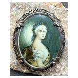 Vintage Miniature Portrait Pendant & Brooch Pin