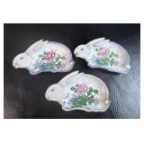 3 Enamel On Metal Style Bunny Plates