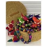 Mexican Corn Husk Flowers & Palm Garland  in