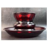 Ruby Red Vase w/ Small Bowl